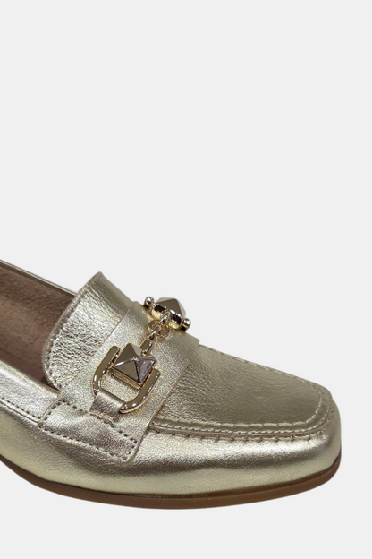 PITILLOS 10482 GOLD LEATHER LOAFER