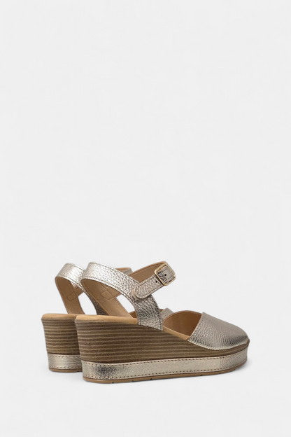 PITILLOS 11280 GOLD LEATHER WEDGE SANDAL