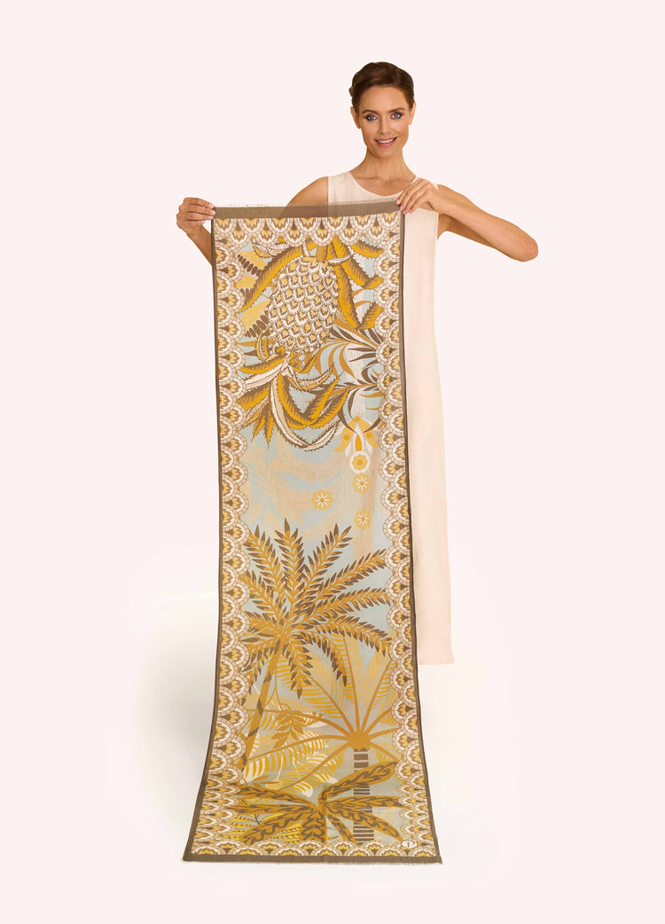 POWDER PATTERED PALMS COTTON SCARF