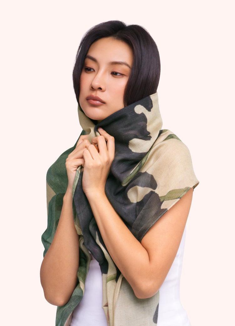 POWDER MIDNIGHT ORCHID WOOL SCARF
