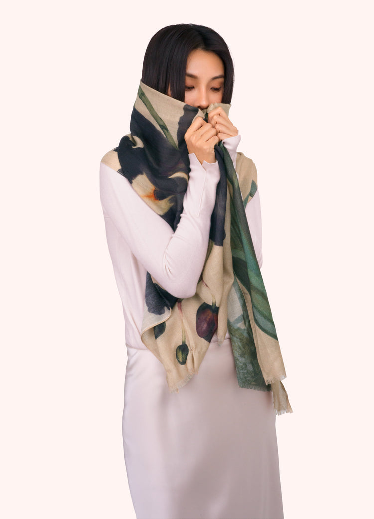 POWDER MIDNIGHT ORCHID WOOL SCARF