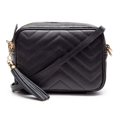 ELIE BEAUMONT QUILTED BLACK LEATHER BAG