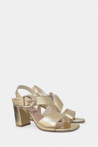 REPO GOLD LEATHER HEELED SANDAL
