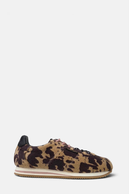 TEDDY SMITH 121102 BROWN/ BLACK COWPRINT TRAINER )
