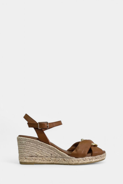 VIGUERA 2136 TAN LEATHER  ESPADRILLE WEDGES