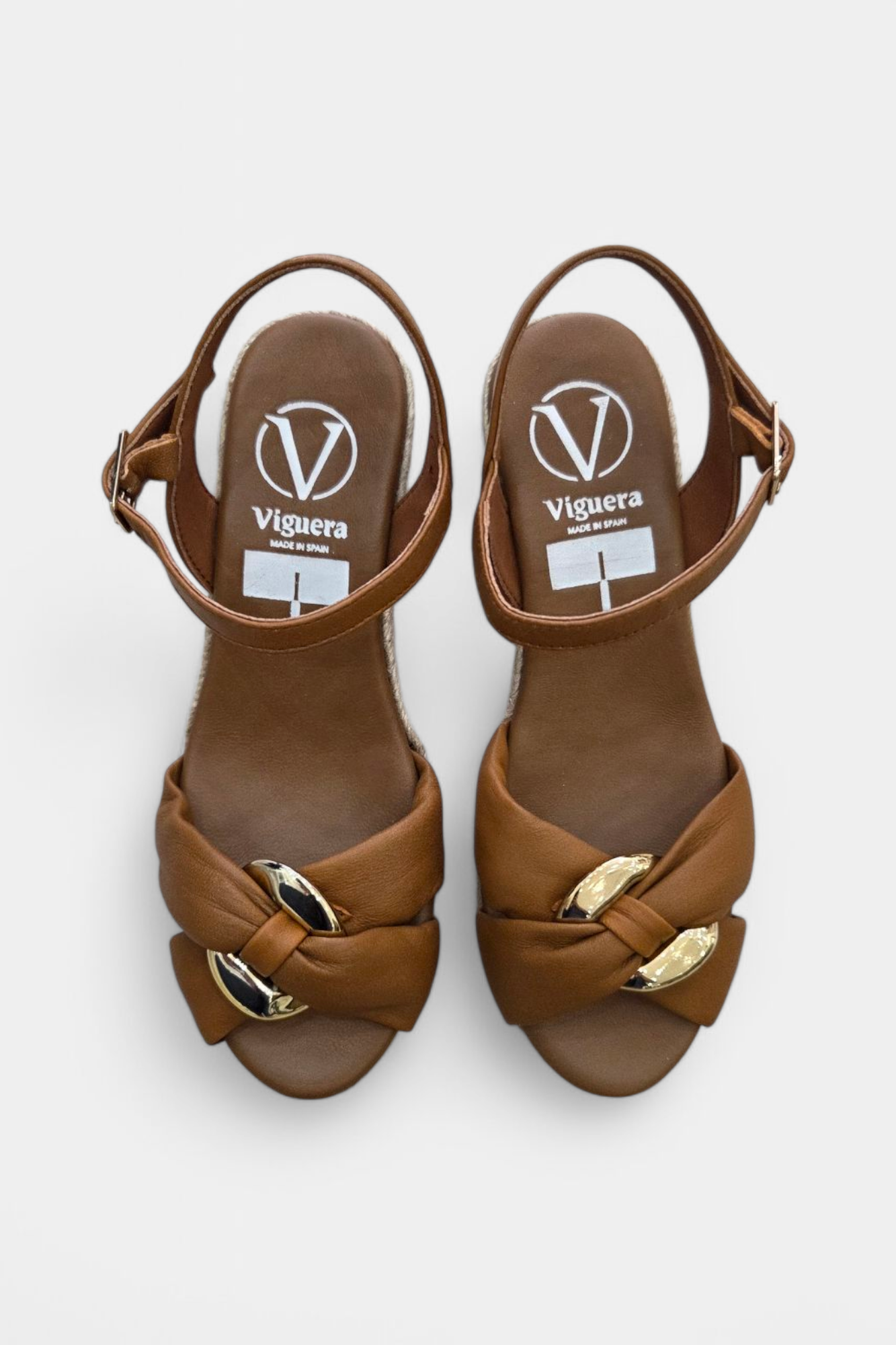 VIGUERA 2136 TAN LEATHER  ESPADRILLE WEDGES