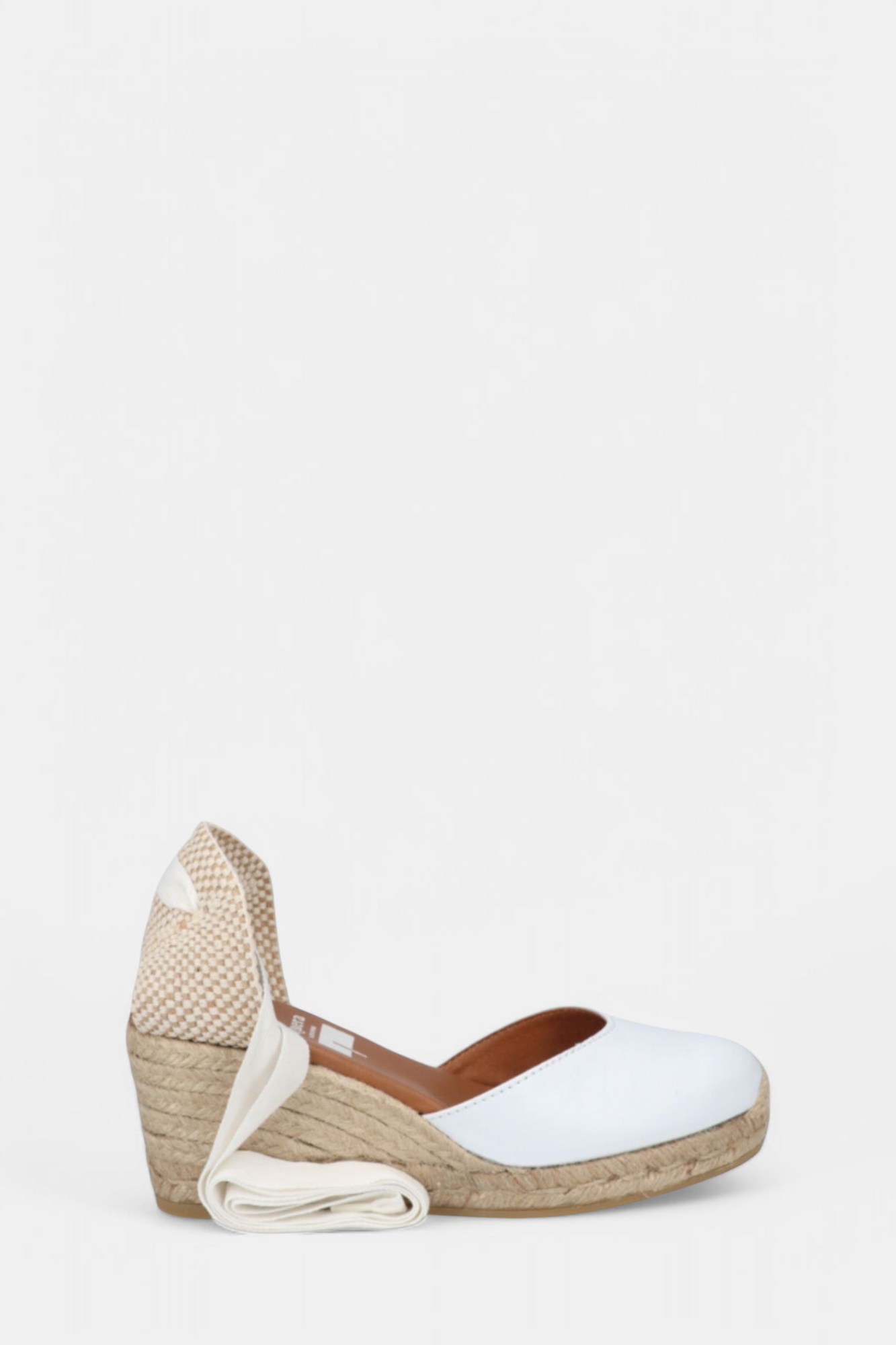 VIGUERA 2011 WHITE LEATHER WRAP STRAP ESPADRILLE WEDGES