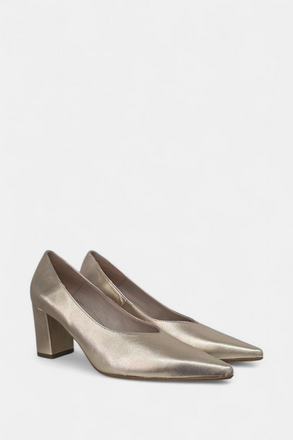 MARIAN 2305 GOLD LEATHER BLOCK HEEL