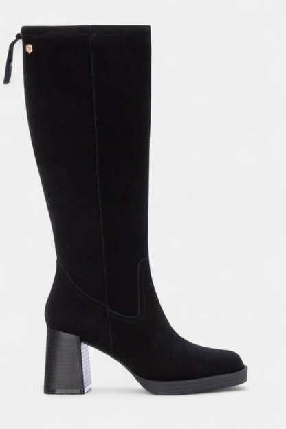 CARMELA 161712 BLACK SUEDE HEELED KNEE HIGH BOOT