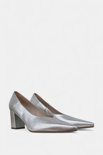 MARIAN 2305 SILVER LEATHER BLOCK HEEL