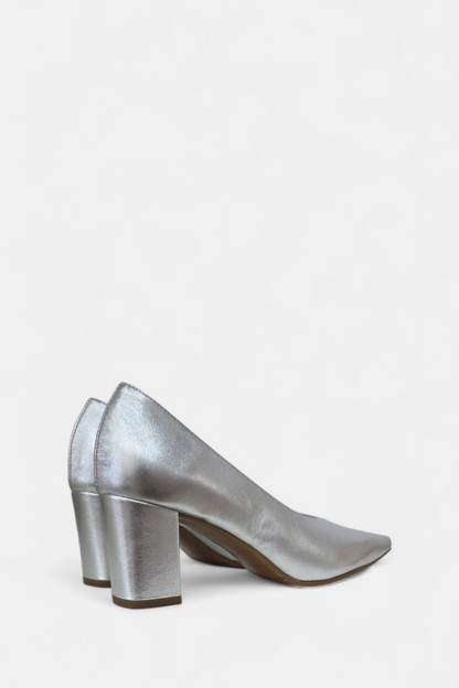 MARIAN 2305 SILVER LEATHER BLOCK HEEL