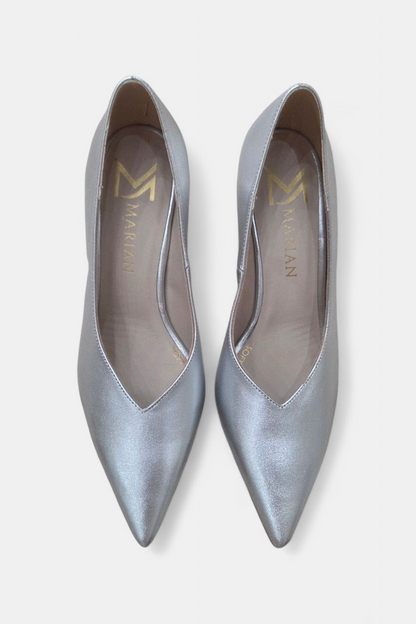 MARIAN 2305 SILVER LEATHER BLOCK HEEL