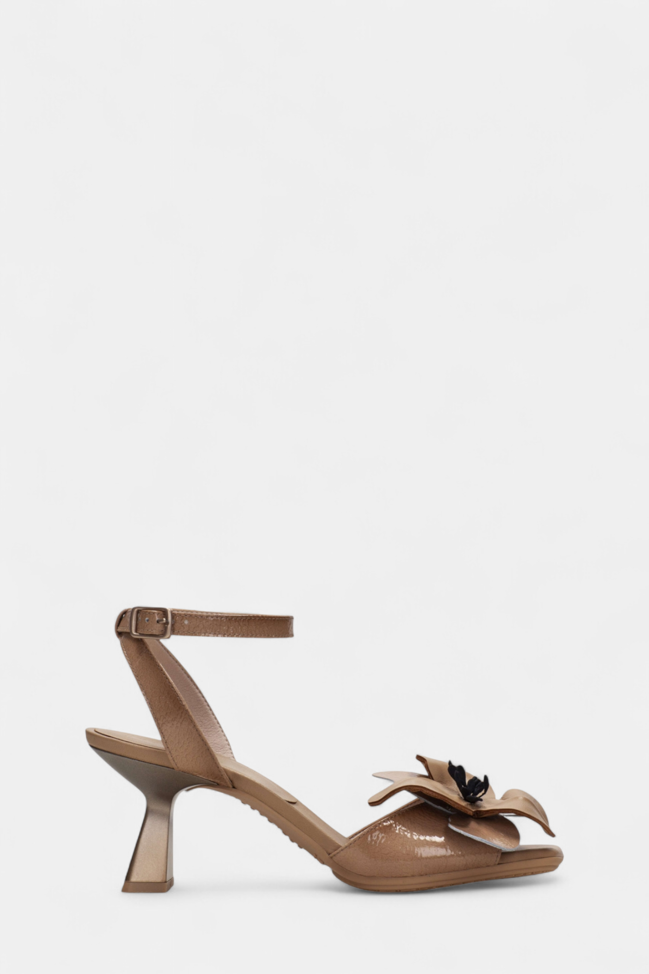 HISPANITAS HV243240 CAMEL FLORAL LEATHER HEELED SANDAL