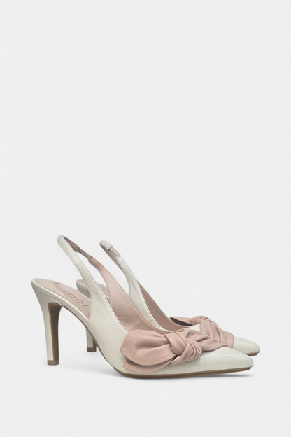 LODI RUSILEO CREAM AND NUDE LEATHER HEEL