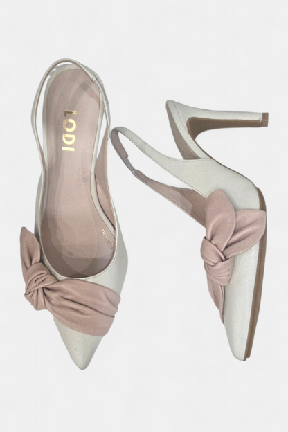 LODI RUSILEO CREAM AND NUDE LEATHER HEEL
