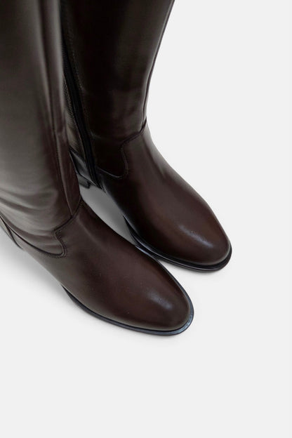CARMELA 164010 BROWN LEATHER KNEE HIGH  BOOT
