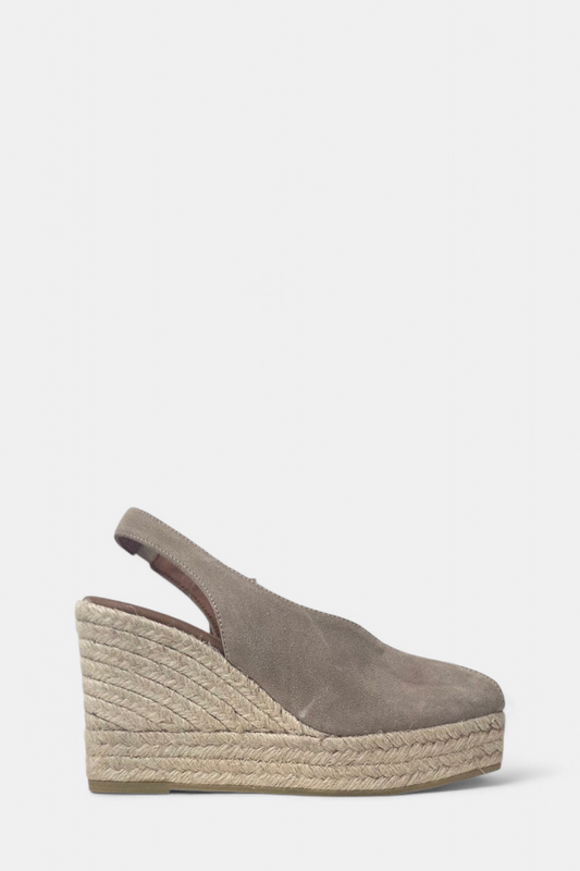 VIGUERA 2128 BEIGE LEATHER SUEDE ESPADRILLE WEDGES