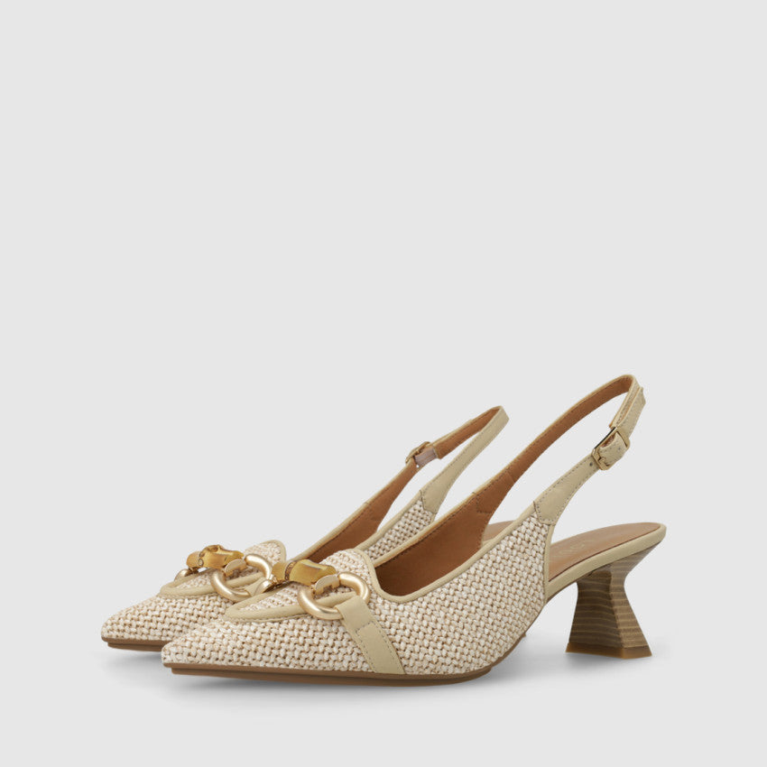 LODI KAL RAFFIA LEATHER KITTEN HEEL