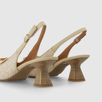 LODI KAL RAFFIA LEATHER KITTEN HEEL