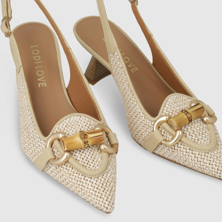 LODI KAL RAFFIA LEATHER KITTEN HEEL