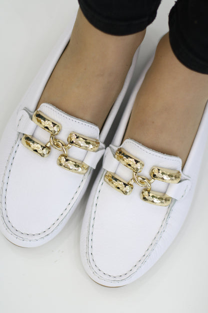 D'CHICAS 7961 WHITE SOFT LEATHER LOAFER