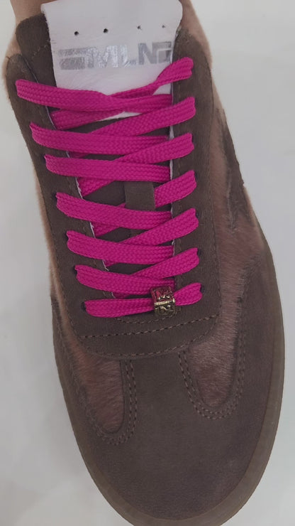 MELINE SHOES 526 103 BROWN SUEDE AND PONYHAIR TRAINERS