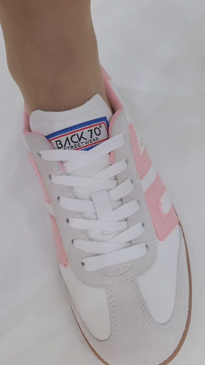 BACK 70 CLOUD WHITE/PINK LEATHER TRAINERS