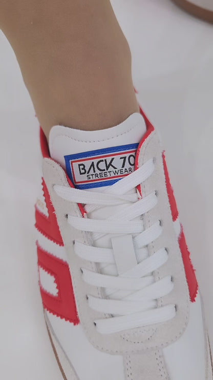 BACK 70 WHITE/RED LEATHER TRAINER