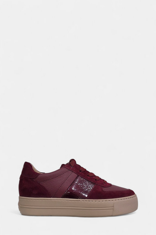 PAUL GREEN 5230 BURGUNDY LEATHER SUEDE TRAINERS