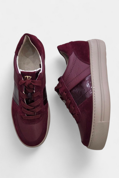 PAUL GREEN 5230 BURGUNDY LEATHER SUEDE TRAINERS
