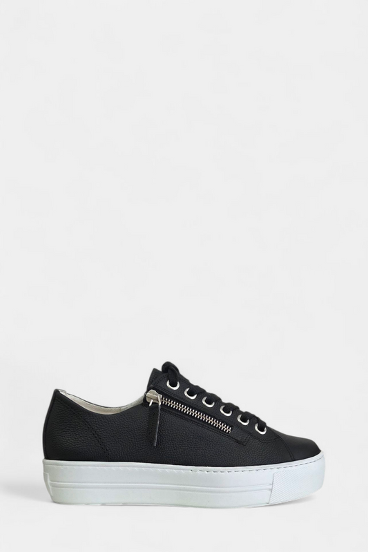 PAUL GREEN 5006 BLACK LEATHER TRAINERS